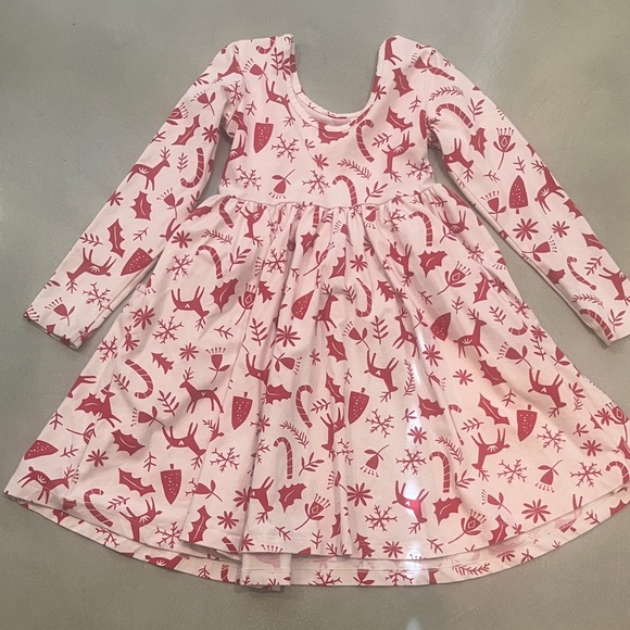 Hanna Andersson Pink and Red Reindeer Kids Dress - Picture 3 of 3
